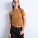 Topshop Alltags-T-Shirt, verkleinert, in Kaffee