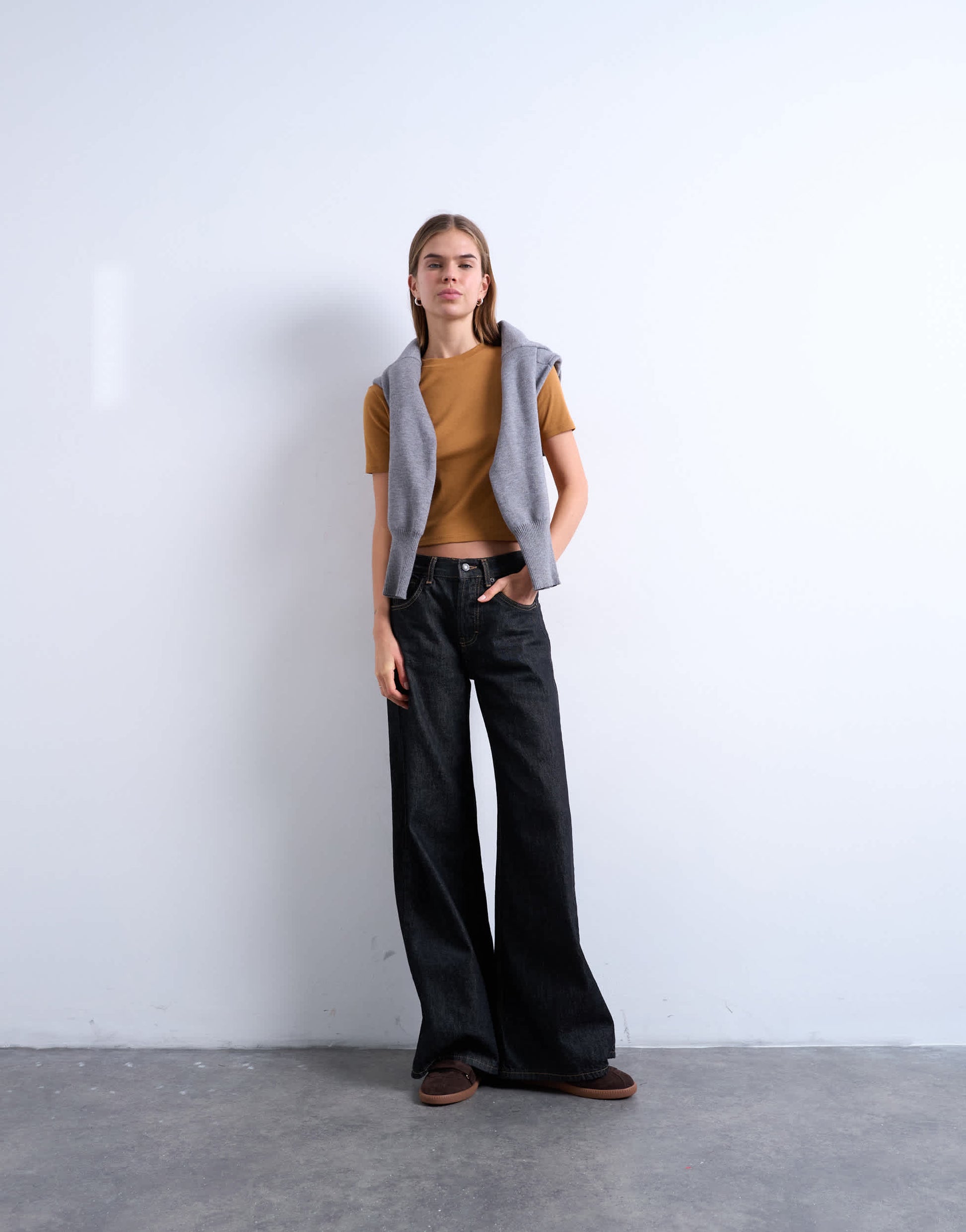 Topshop shrunken everyday tee in coffee