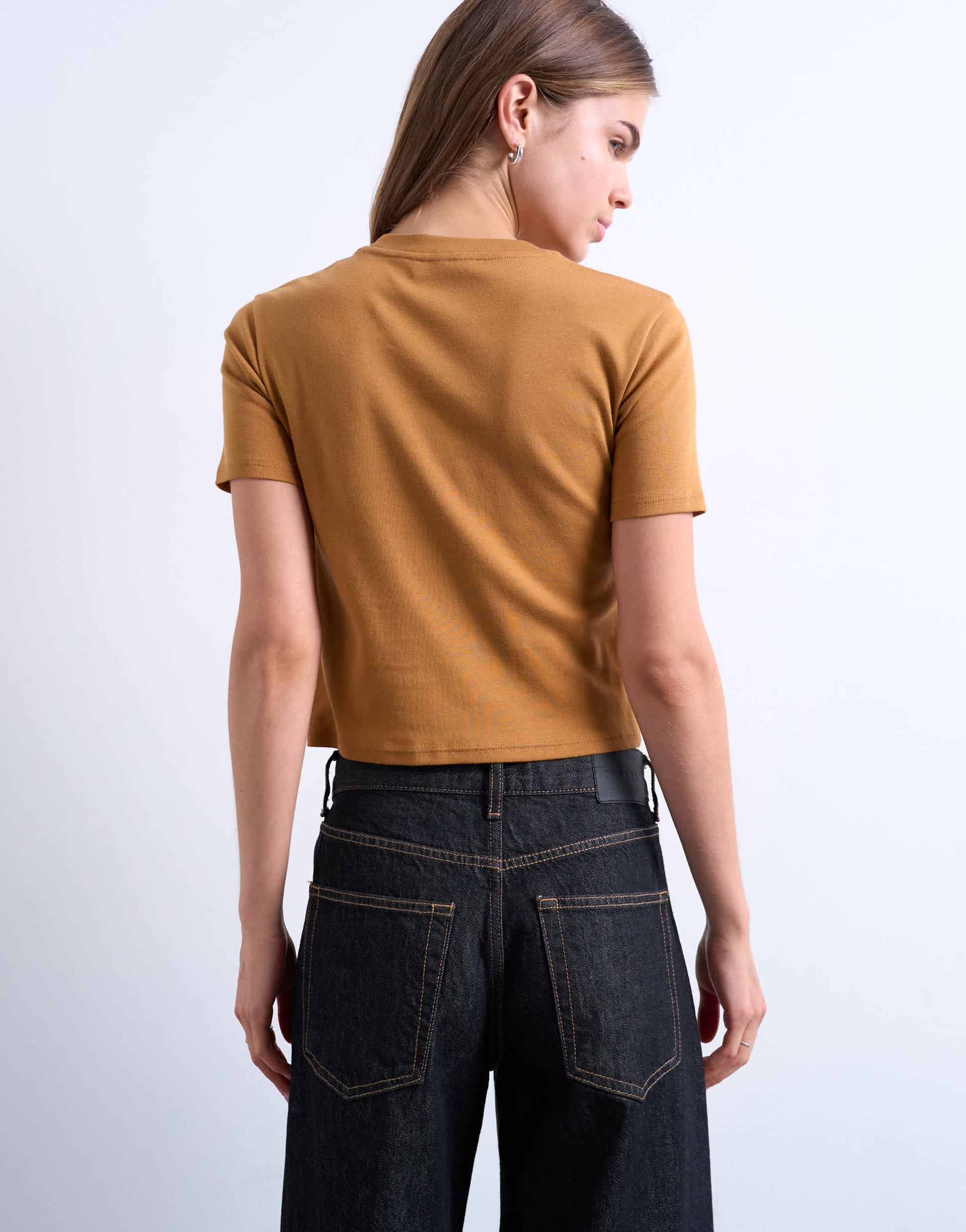 Topshop shrunken everyday tee in coffee