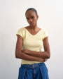 Topshop rib v-neck cap sleeve tank in buttermilk