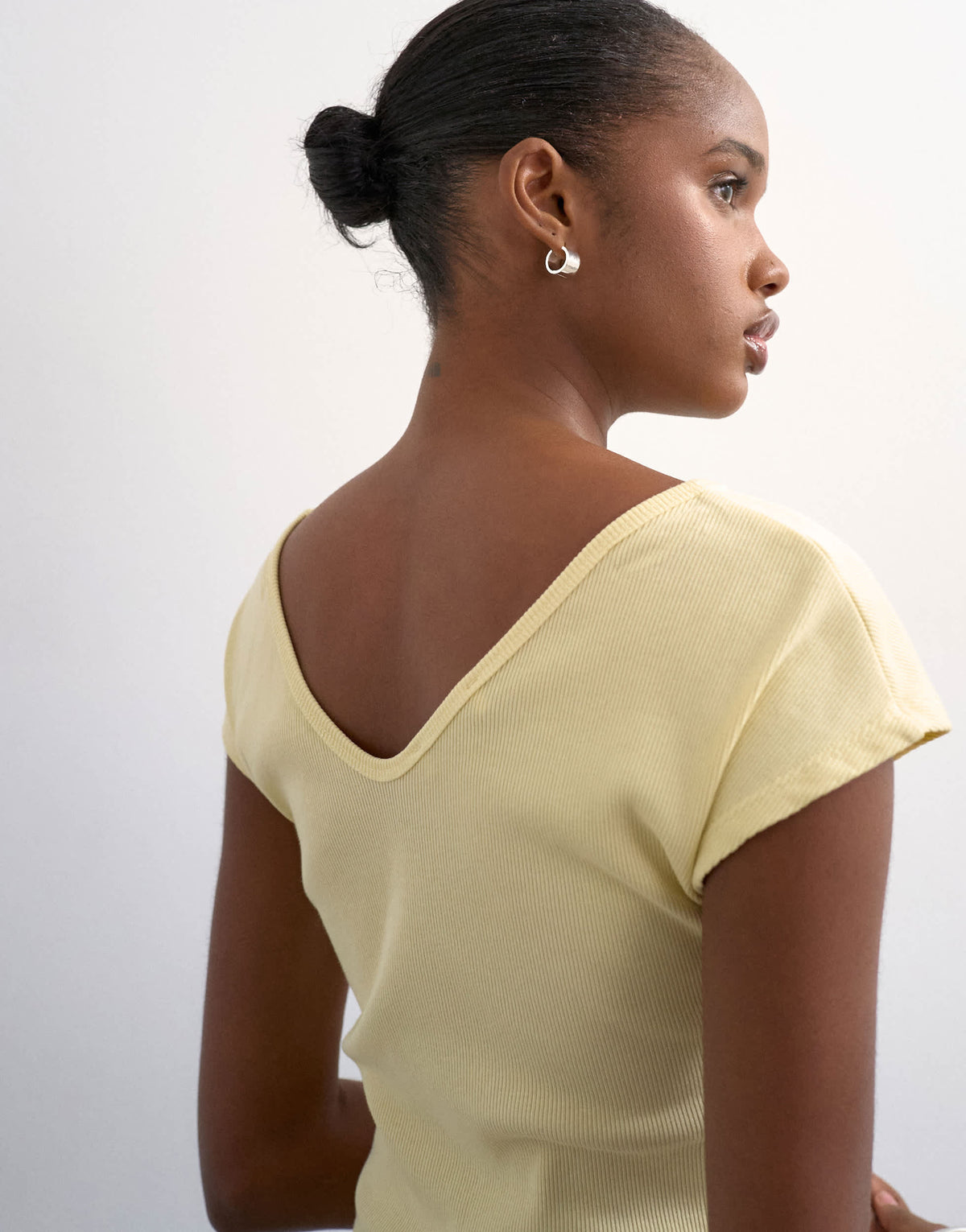 Topshop rib v-neck cap sleeve tank in buttermilk