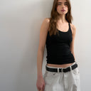 Topshop premium spaghetti strap scoop racer vest in black