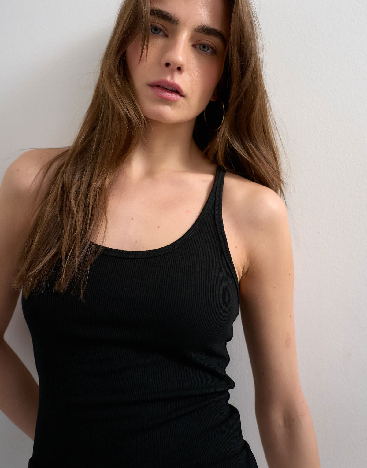 Topshop premium spaghetti strap scoop racer vest in black