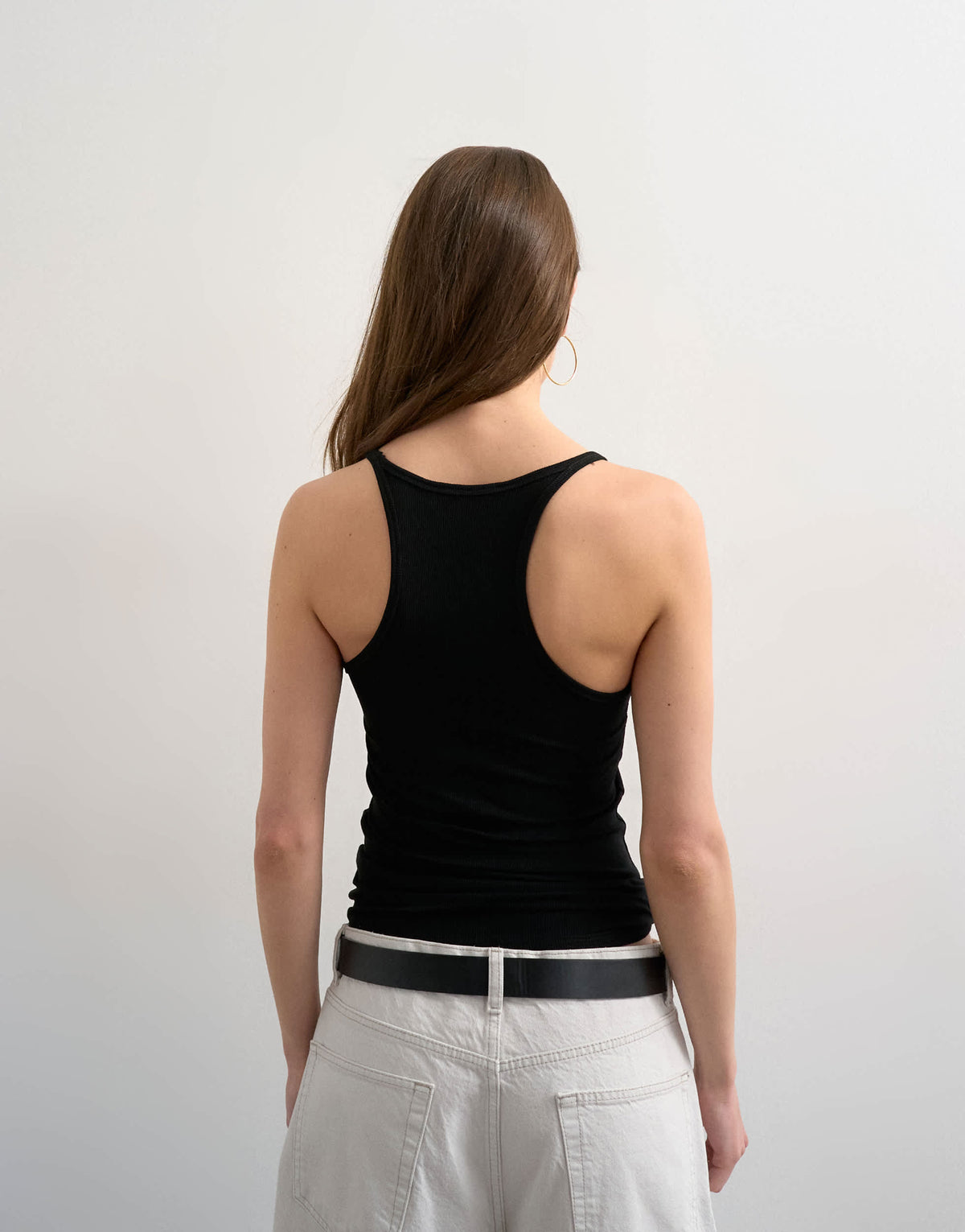 Topshop premium spaghetti strap scoop racer vest in black