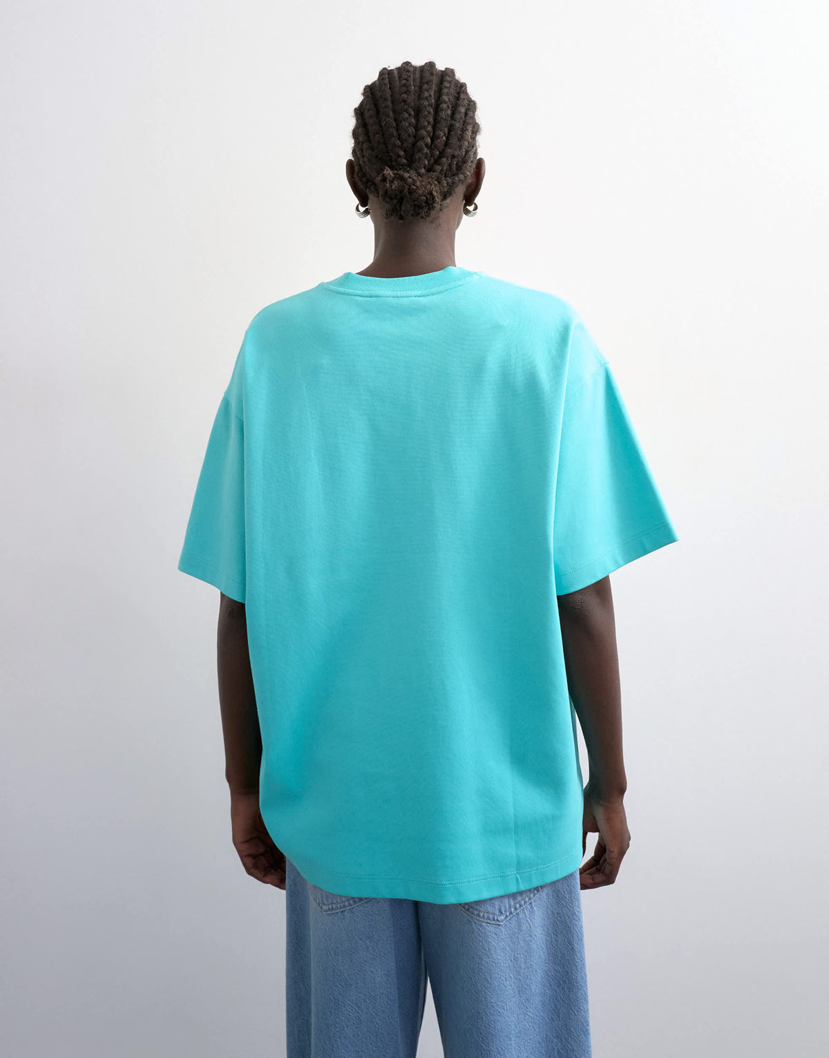 Topshop premium interlock oversized tee in light blue