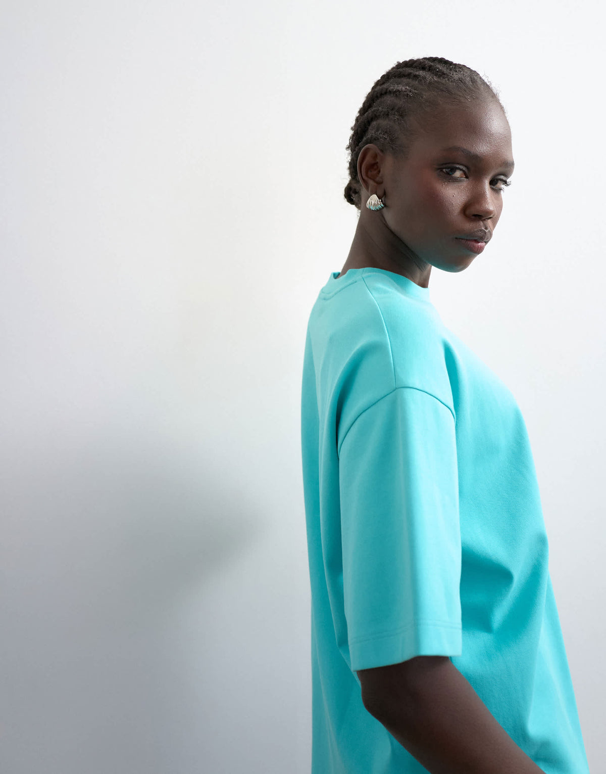 Topshop premium interlock oversized tee in light blue