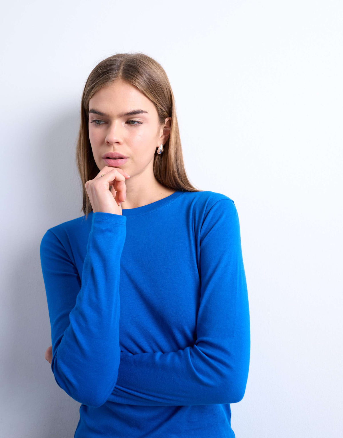 Topshop long sleeve everyday tee in cobalt blue