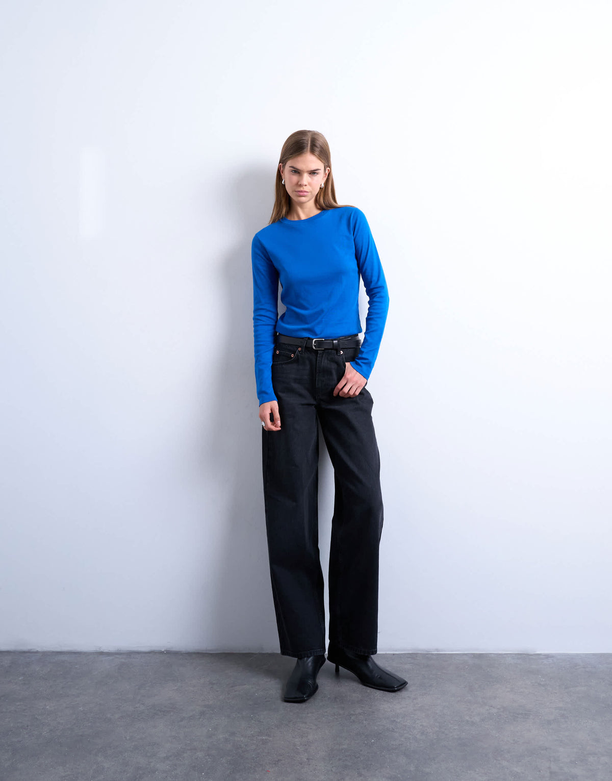Topshop long sleeve everyday tee in cobalt blue
