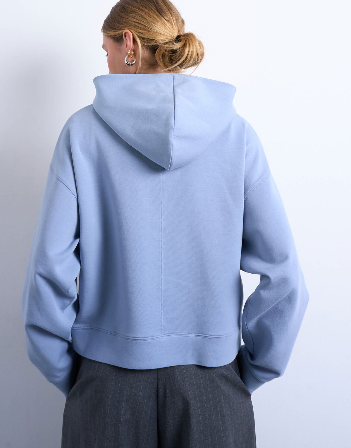 Topshop premium scuba oversized jean grazer hoodie in blue