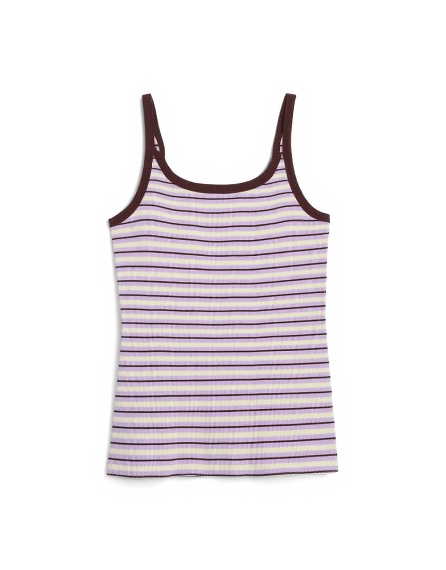 Topshop stripe skinny strap scoop rib vest in lilac