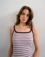 Topshop stripe skinny strap scoop rib vest in lilac