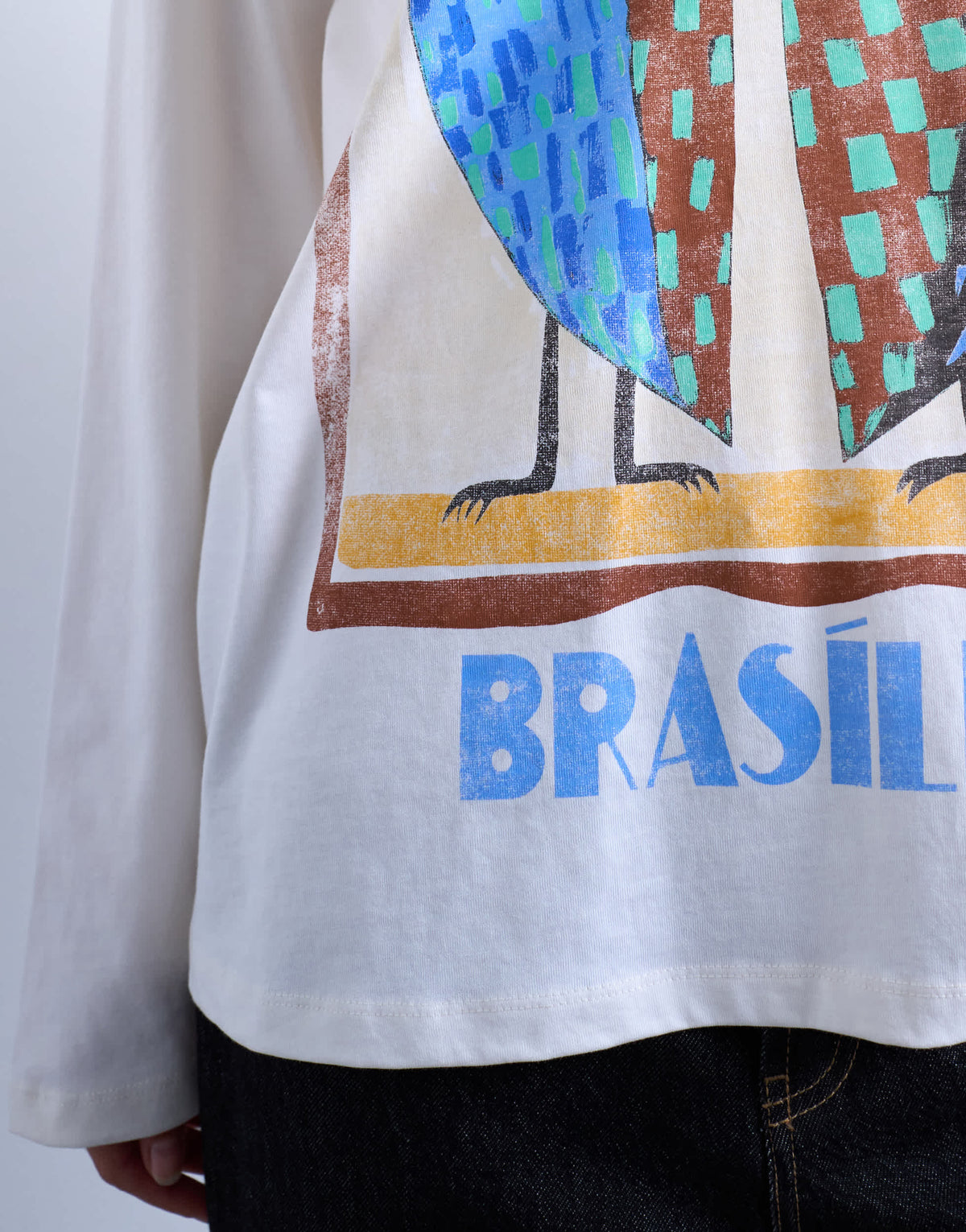 Topshop graphic Brasilia contrast ringer skater tee in white