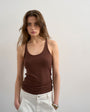 Topshop premium spaghetti strap scoop racer vest in brown