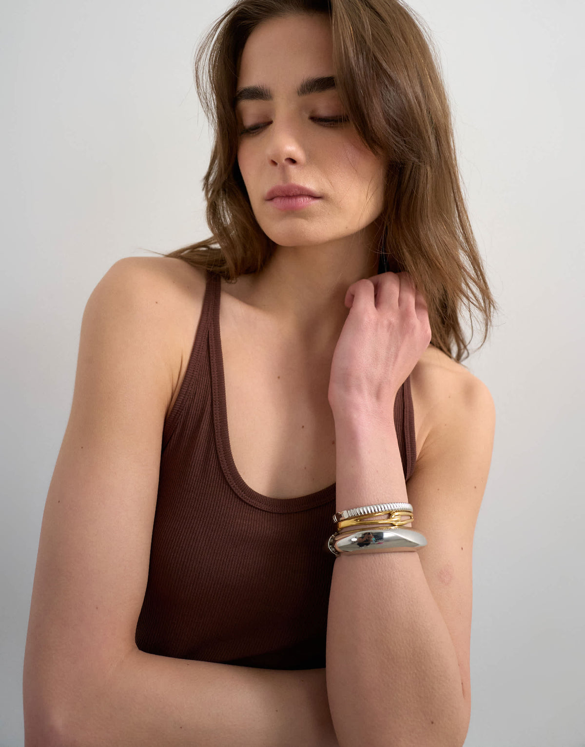 Topshop premium spaghetti strap scoop racer vest in brown