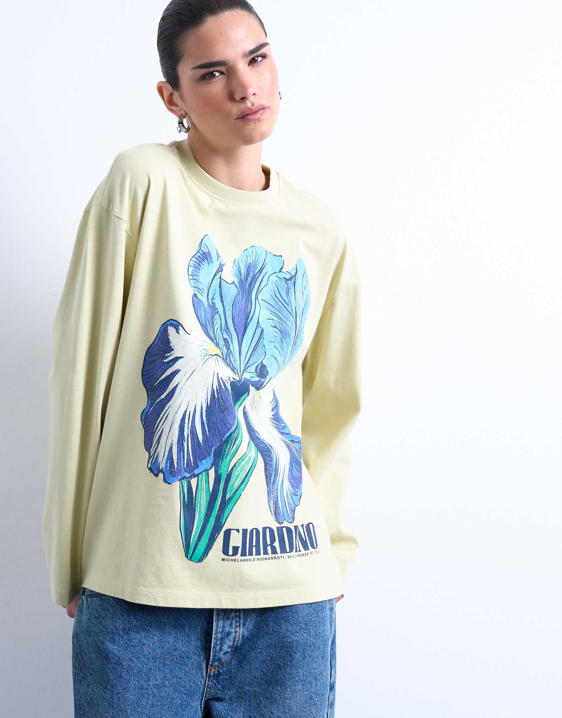 Topshop Grafik-Giardino Iris Skater-T-Shirt in Grün