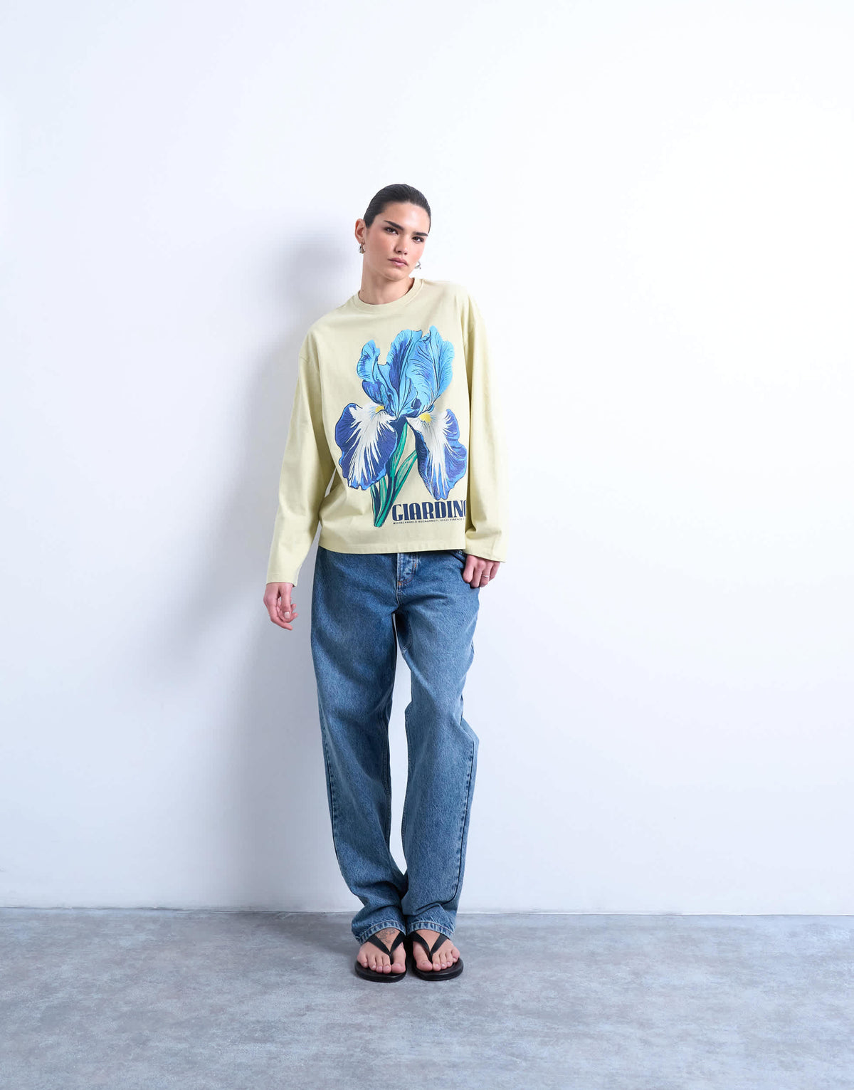 Topshop graphic Giardino Iris skater tee in green