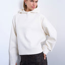 Topshop Oversize-Jeans-Hoodie aus hochwertigem Scuba-Stoff in Ecru