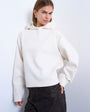Topshop premium scuba-style fabric oversized jean grazer hoodie in ecru