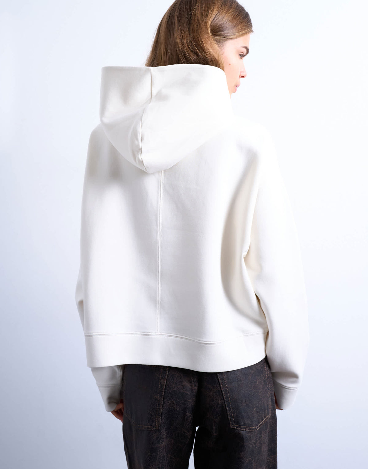 Topshop premium scuba-style fabric oversized jean grazer hoodie in ecru