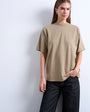 Topshop premium basic short sleeve tee in taupe