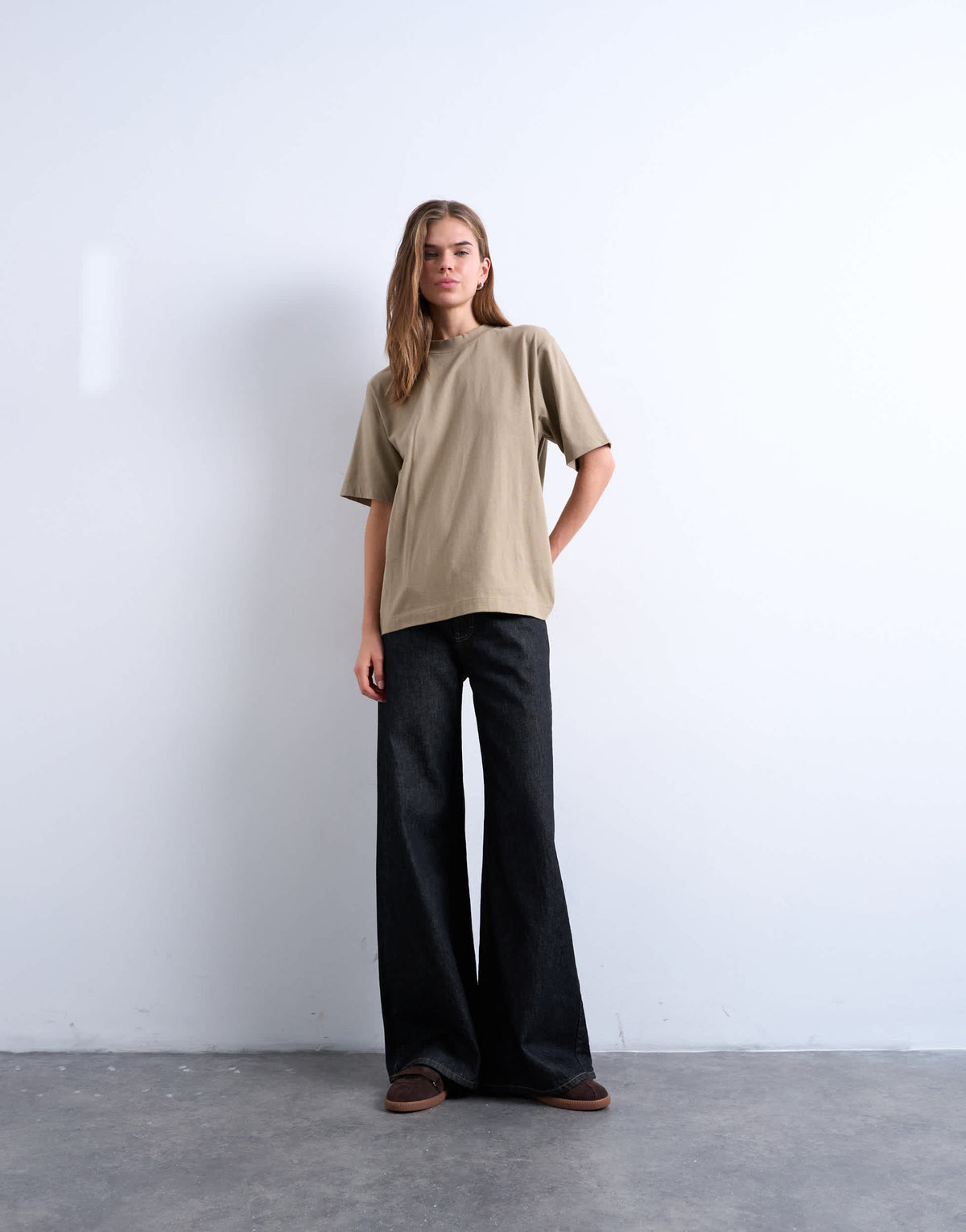 Topshop premium basic short sleeve tee in taupe