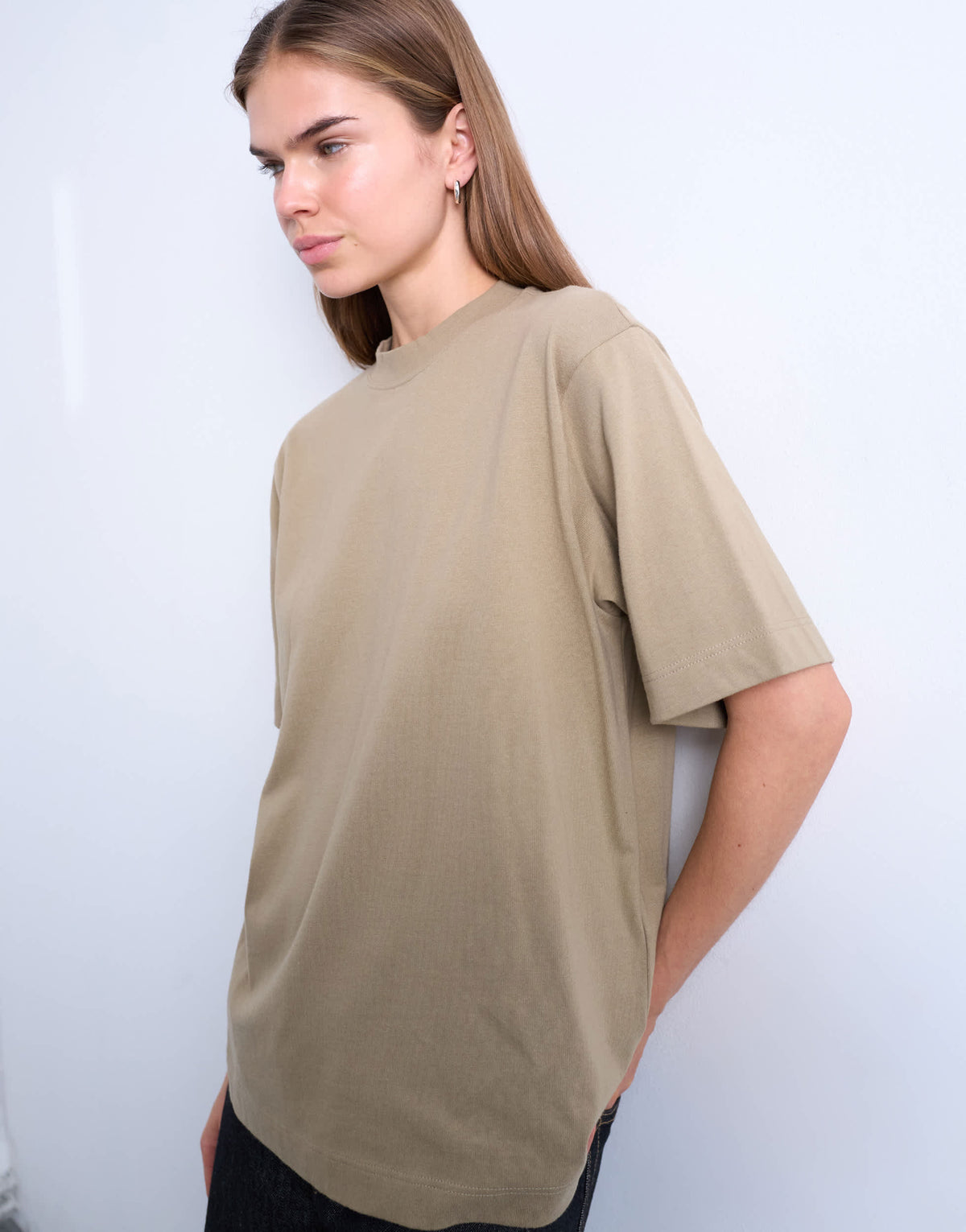 Topshop premium basic short sleeve tee in taupe