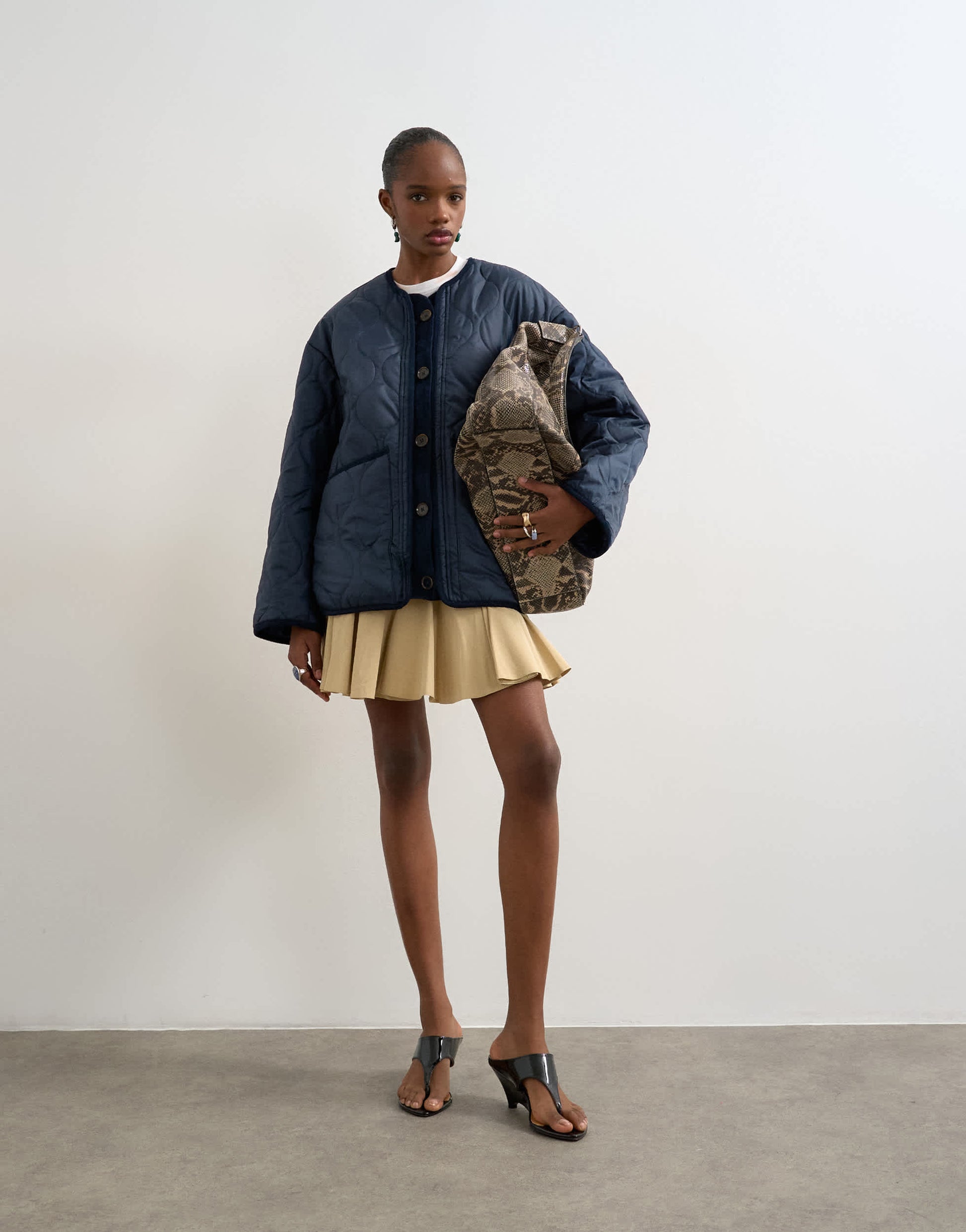 Topshop double layer fronted liner jacket in navy