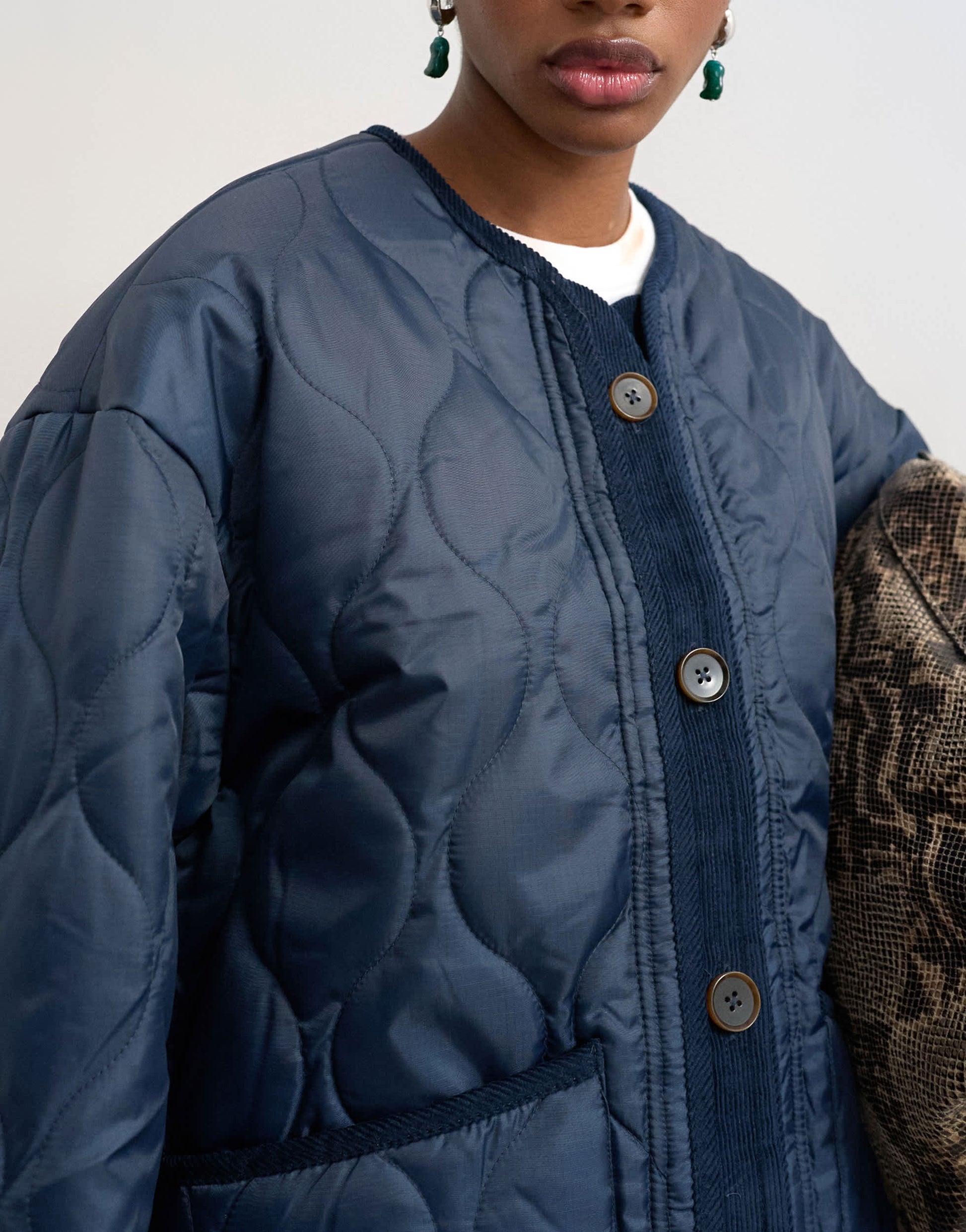 Topshop double layer fronted liner jacket in navy