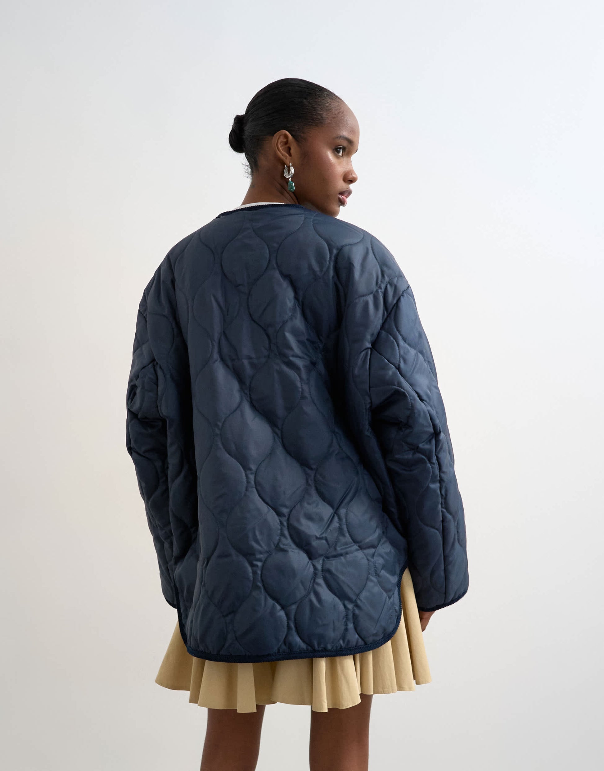 Topshop double layer fronted liner jacket in navy
