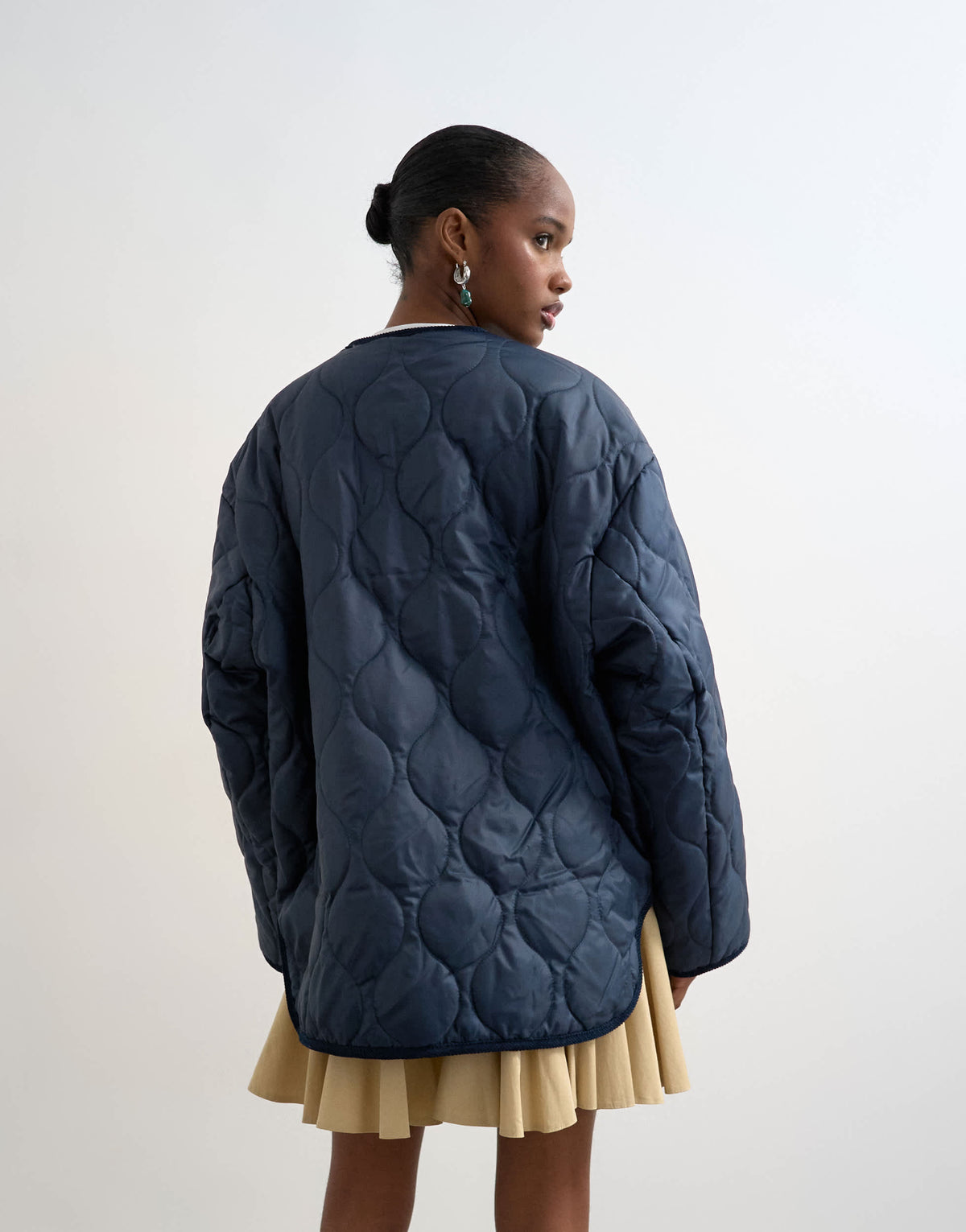 Topshop double layer fronted liner jacket in navy