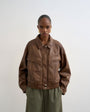 Topshop faux leather boxy zip through pocket bomber jacket in washed brown
