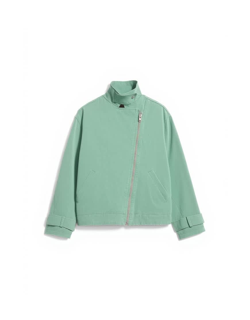 Topshop washed zip front jacket with contrast cord collar in turquoise