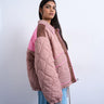 Topshop Patchwork-Steppjacke mit kontrastierender Paspelierung in Rosa