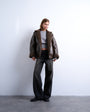 Topshop vintage wash shearling aviator bomber in chocolate