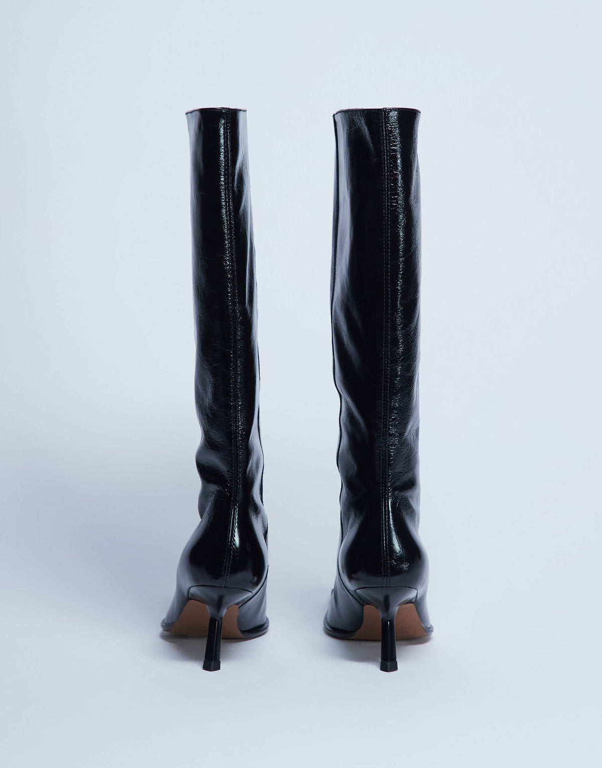 Topshop Scarlett Premium leather square toe knee high boot in black