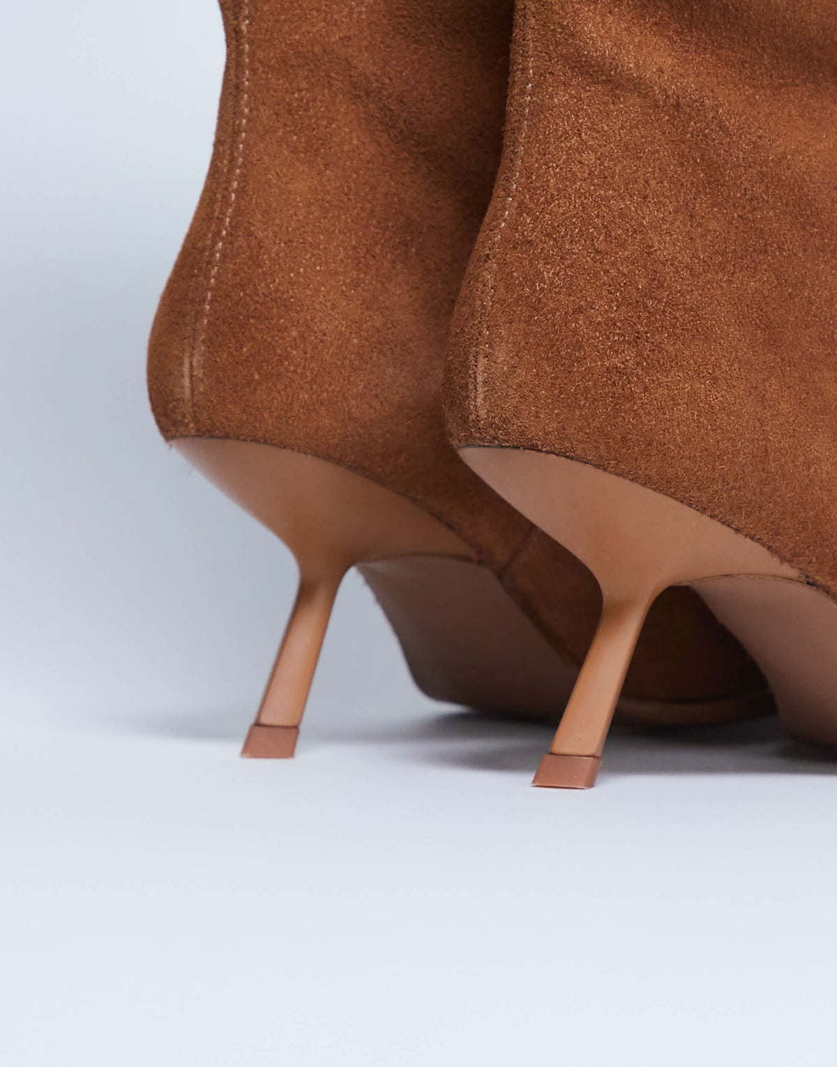 Topshop Scarlett Premium suede leather square toe knee high boot in tan