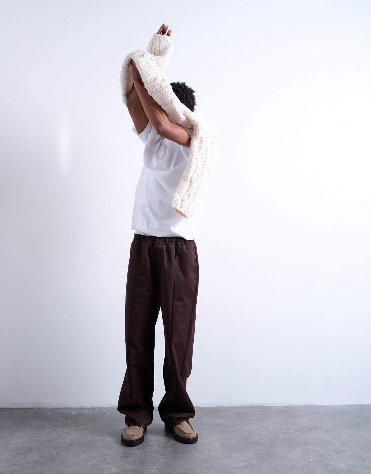 Topman baggy  trousers in twill with pintuck in brown