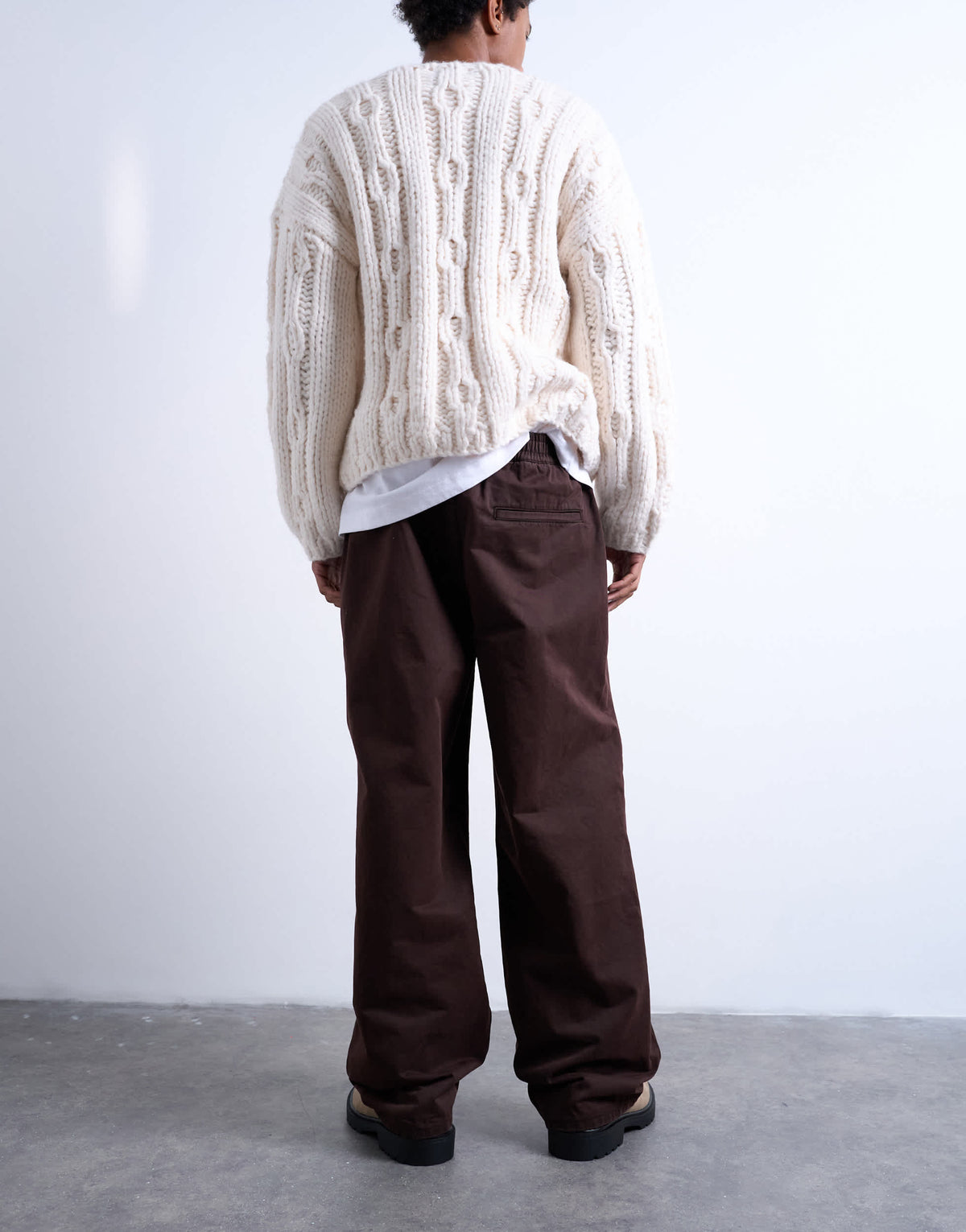 Topman baggy  trousers in twill with pintuck in brown