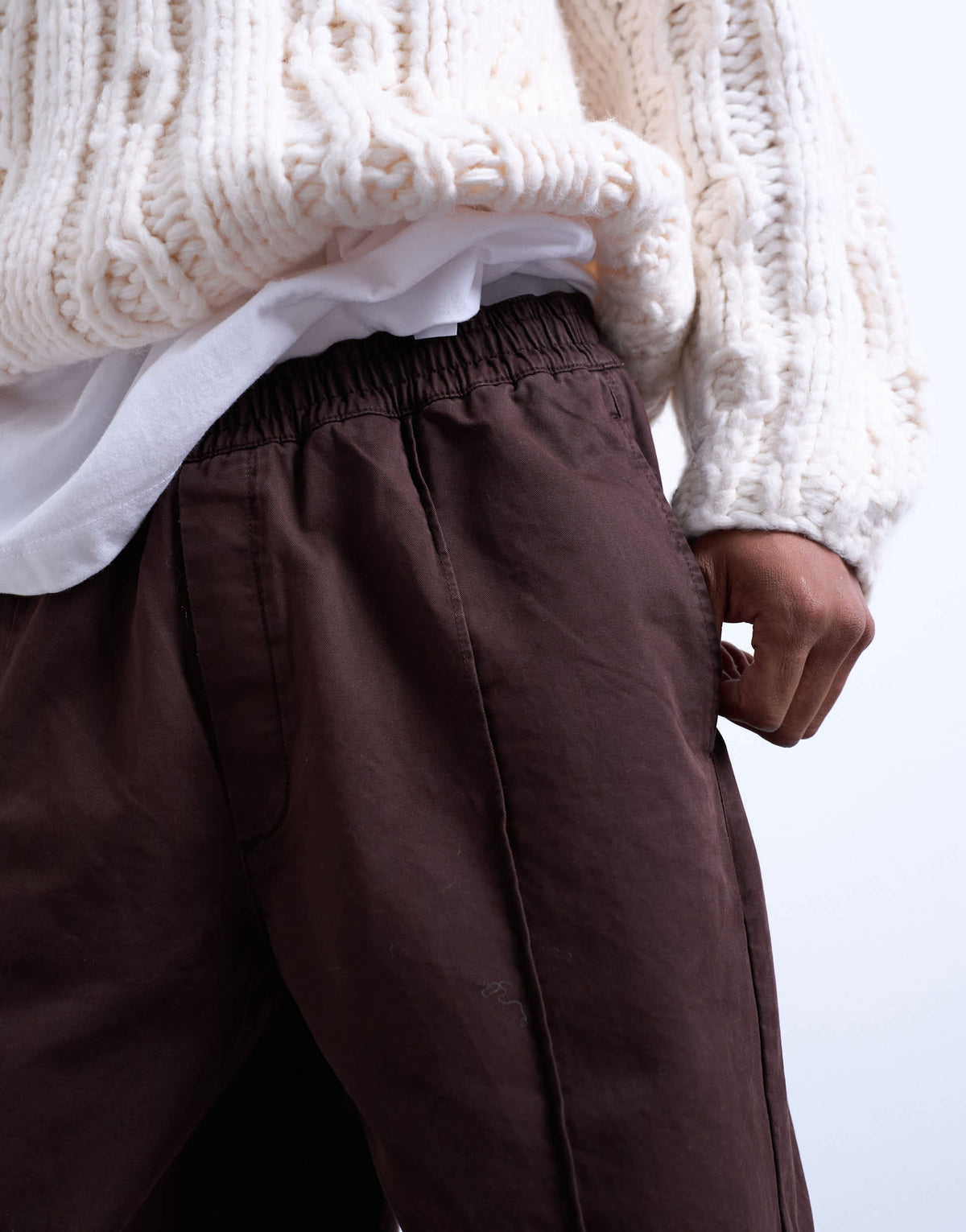 Topman baggy  trousers in twill with pintuck in brown