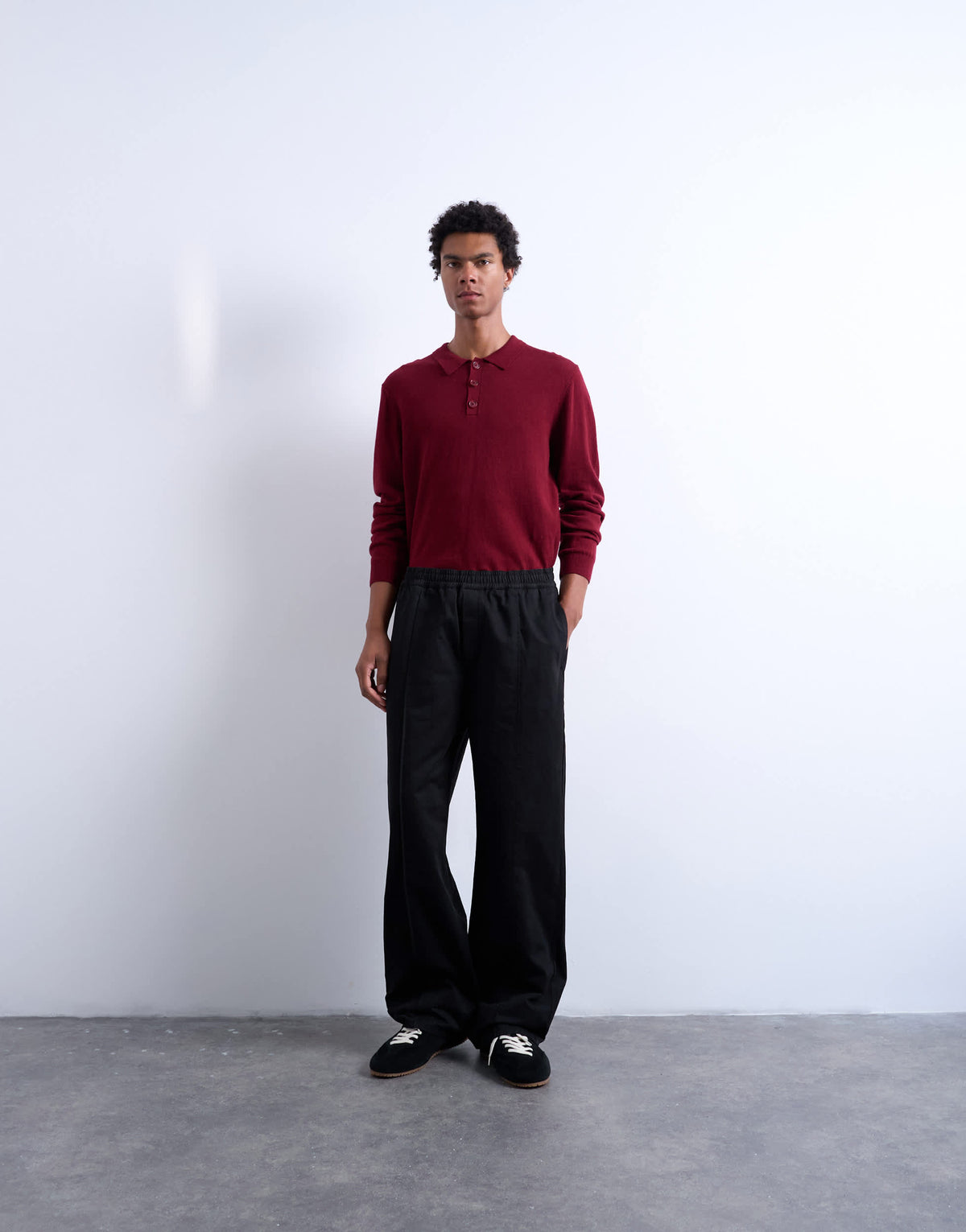Topman baggy trousers in twill with pintuck in black
