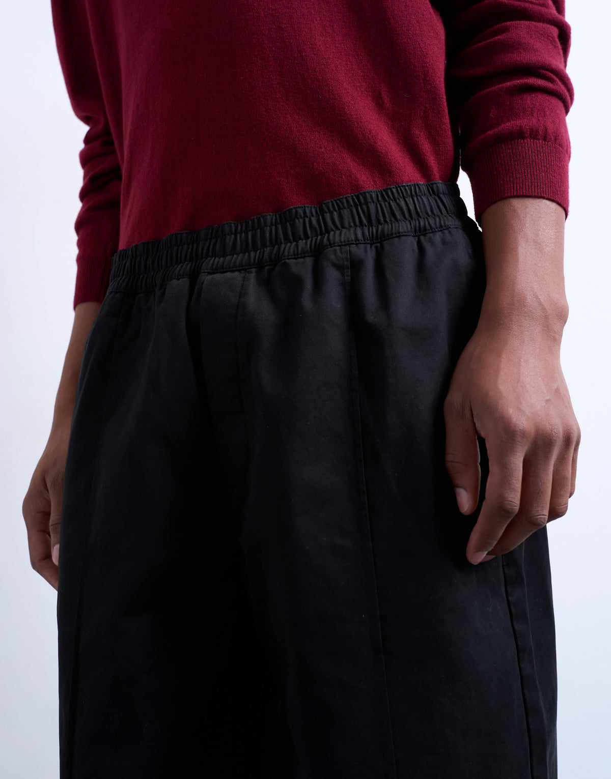 Topman baggy trousers in twill with pintuck in black