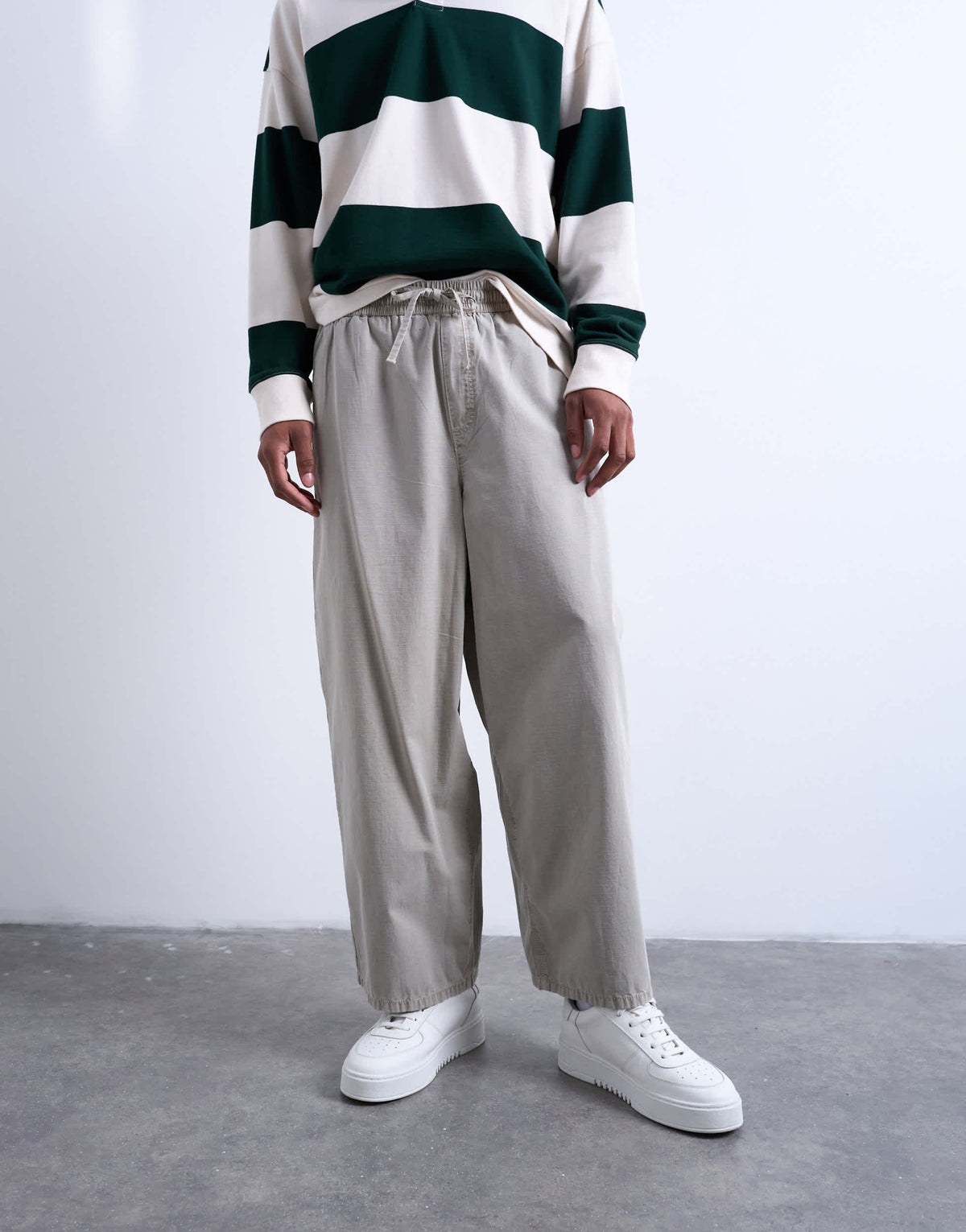 Topman ripstop barrel trousers in stone
