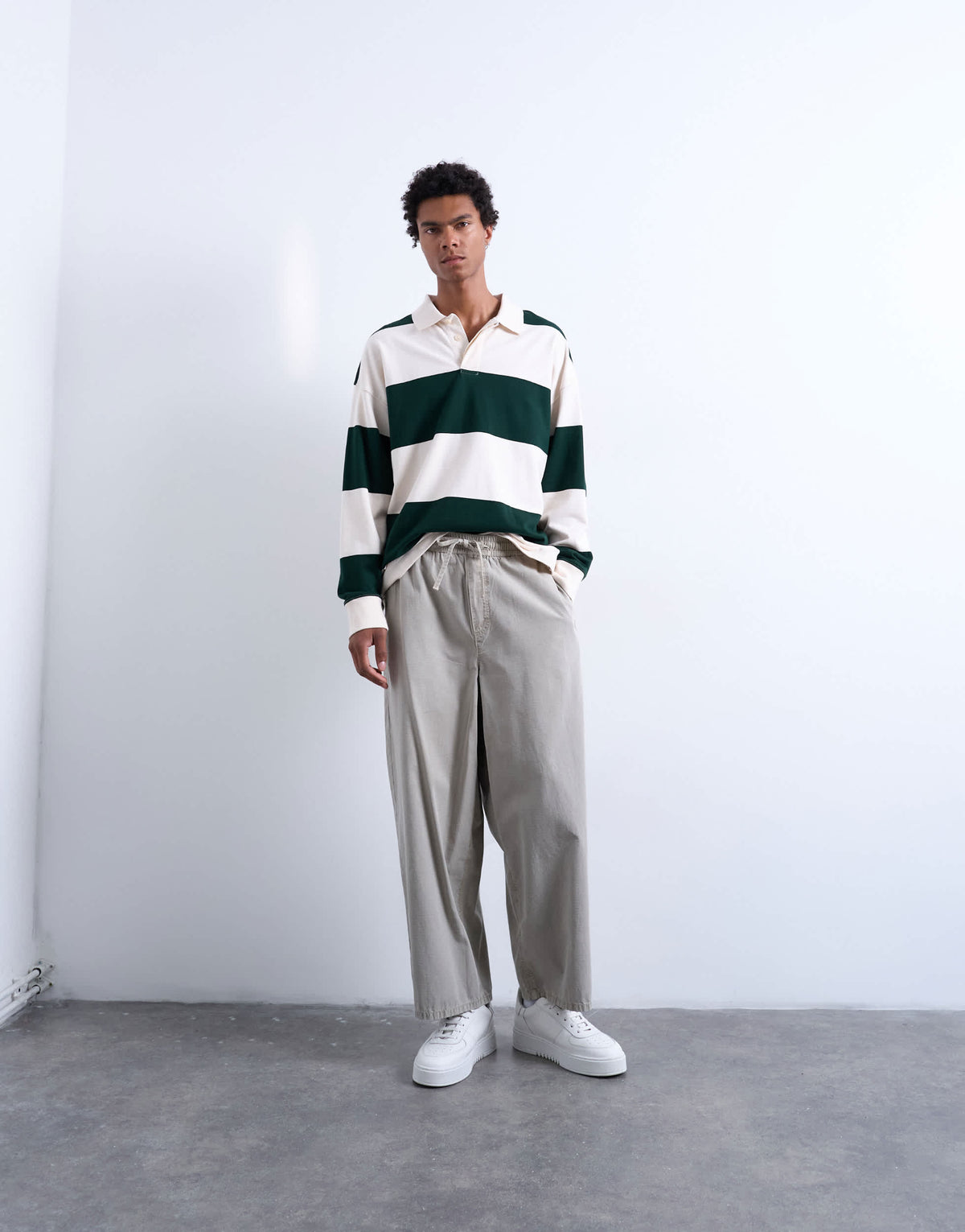 Topman ripstop barrel trousers in stone
