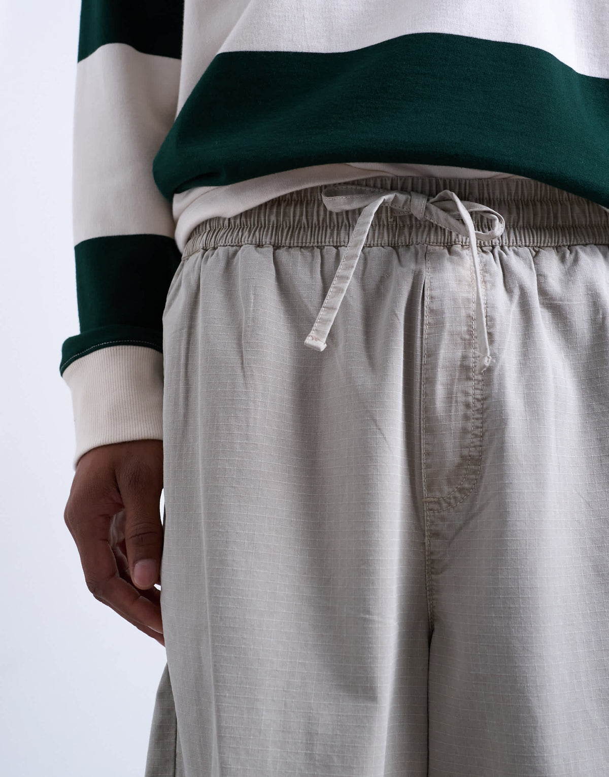 Topman ripstop barrel trousers in stone