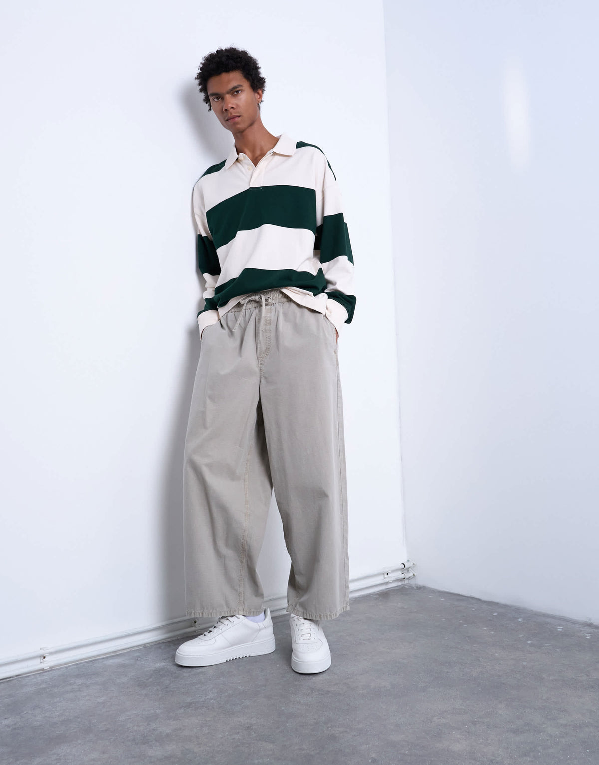 Topman ripstop barrel trousers in stone