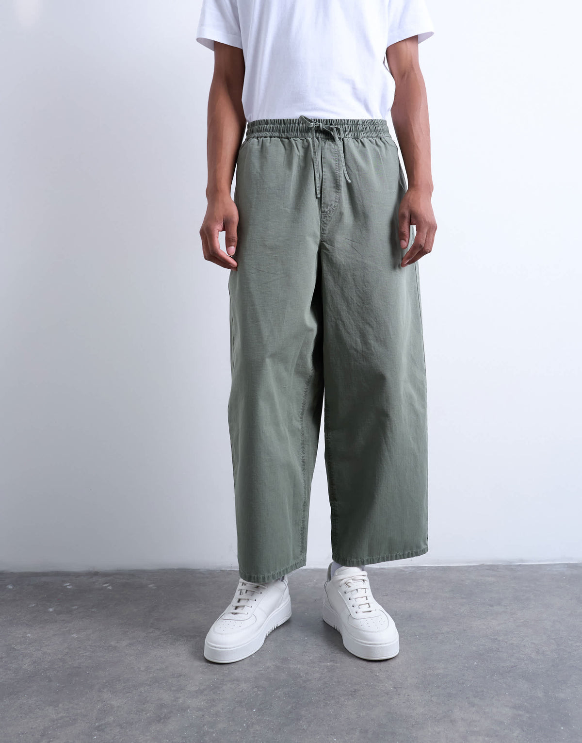 Topman ripstop barrel trousers in khaki