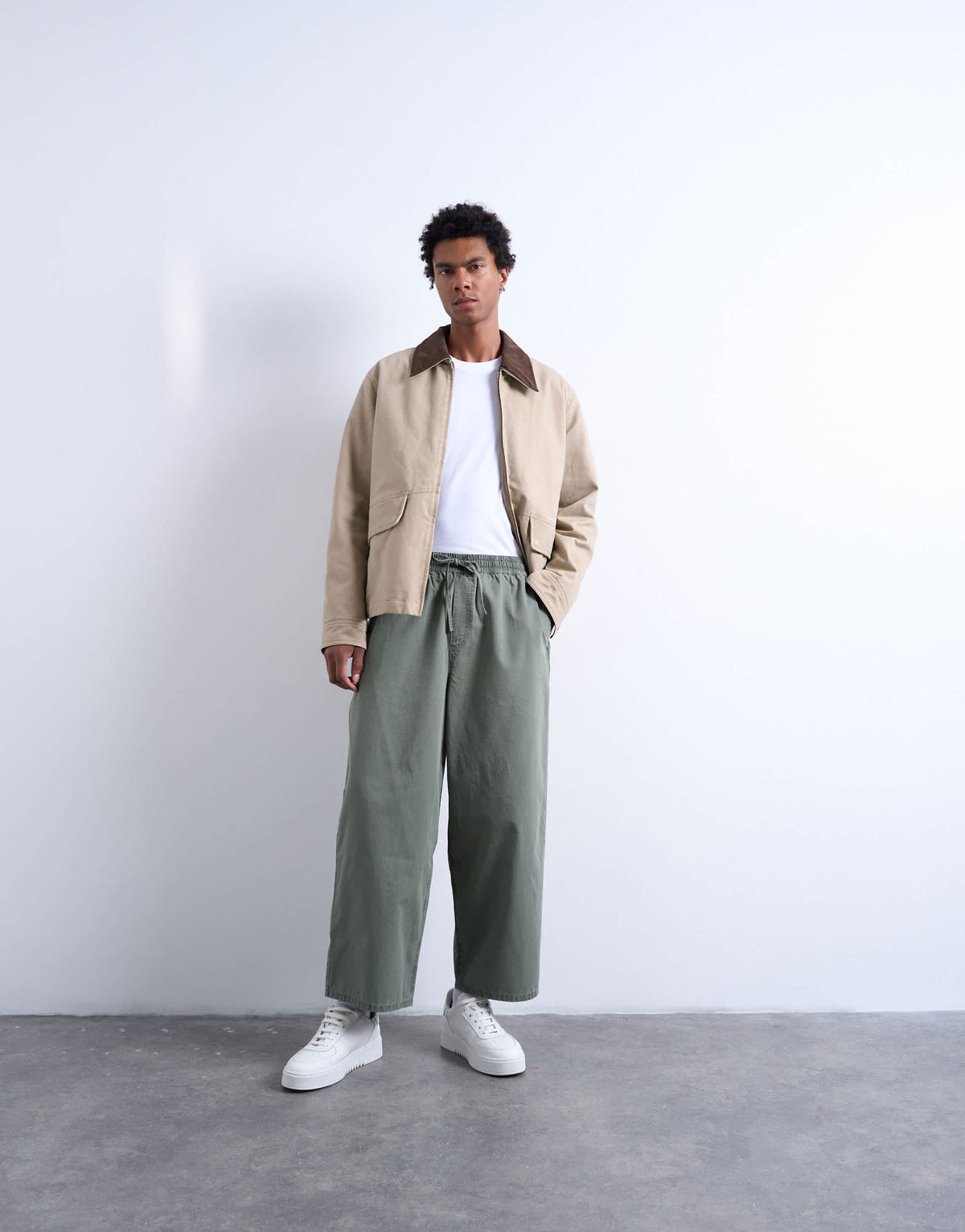 Topman ripstop barrel trousers in khaki