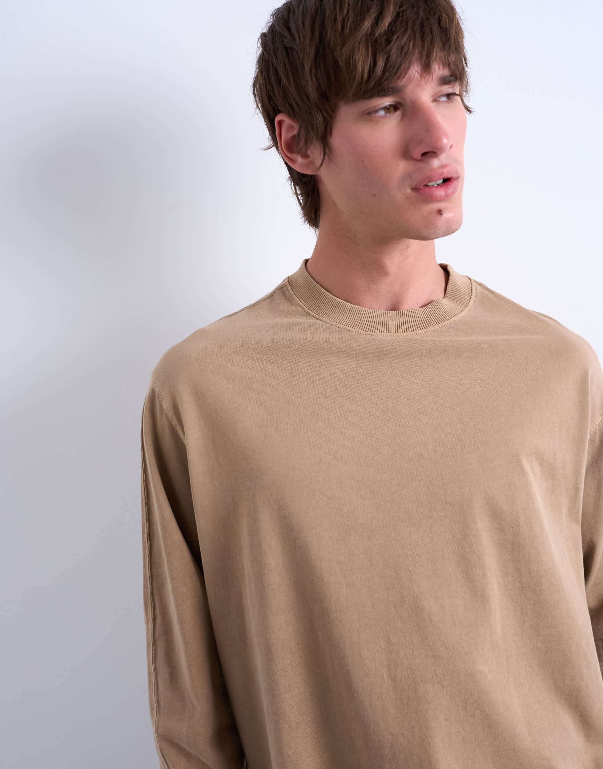 T-shirt long à manches raglan Topman coupe décontractée, coloris pierre délavée