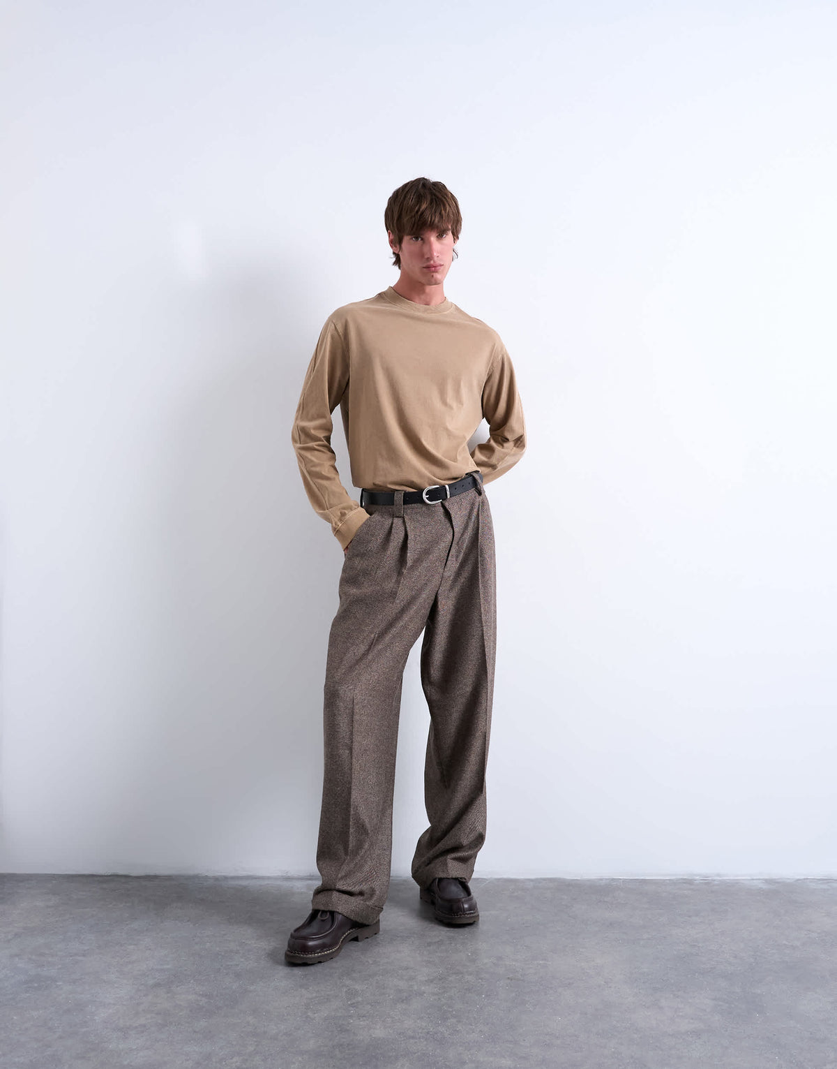 Topman relaxed fit long sleeve raglan t-shirt in washed stone