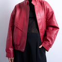 Topshop double fronted seam detail bomber in red
